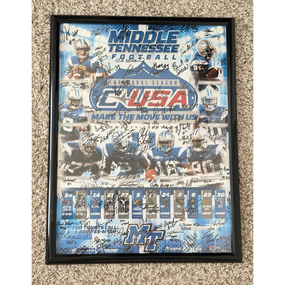 Kevin Byard Signed‎ MTSU Blue Raiders Football Poster 2013 Season Framed RARE